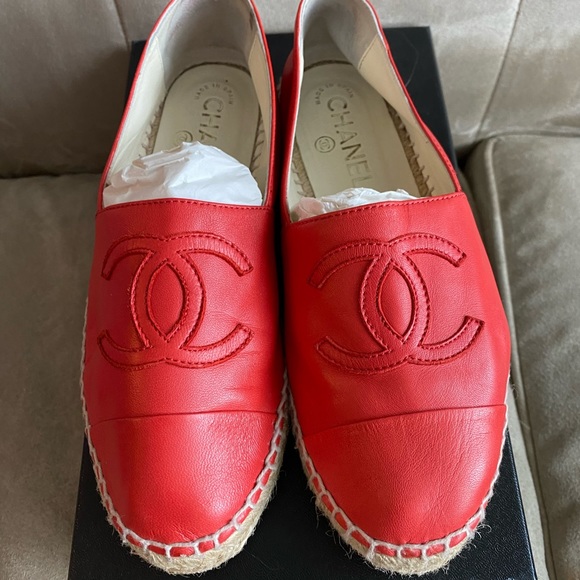 CHANEL Red Leather Espadrilles - Picture 2 of 4